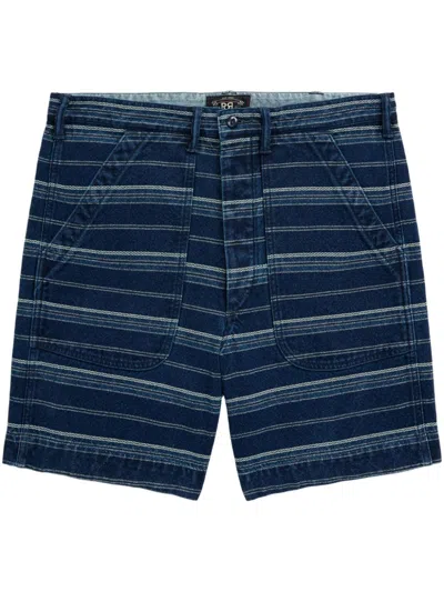 Rrl Striped Denim Shorts In Blue