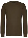 Rrl Khaki Garment-dyed Waffle-knit Crewneck Sweatshirt