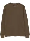 Rrl Khaki Garment-dyed Waffle-knit Crewneck Sweatshirt In Brown