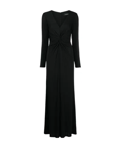 Polo Ralph Lauren Ruched-detail Long Dress In Black
