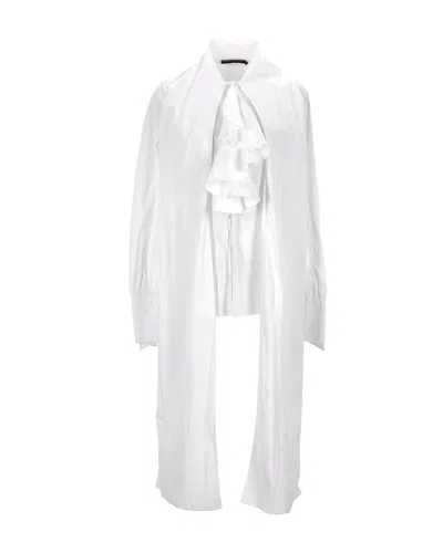 Polo Ralph Lauren Ruffle Blouse In White Cotton