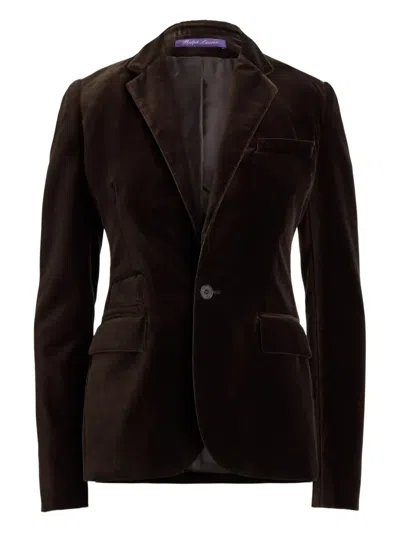 Ralph Lauren Ruffle-detail Velvet Blazer In Brown