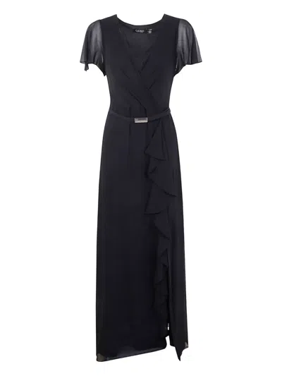 Ralph Lauren Ruffle-sleeve Maxi Dress In Black