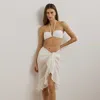 Ralph Lauren Ruffle-trim Cotton-linen Wrap Skirt In White