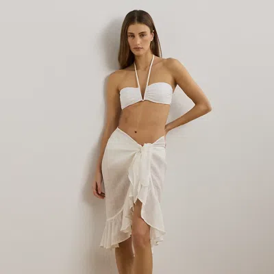 Ralph Lauren Ruffle-trim Cotton-linen Wrap Skirt In White