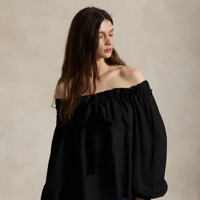 Ralph Lauren Ruffle-trim Off-the-shoulder Top In Black