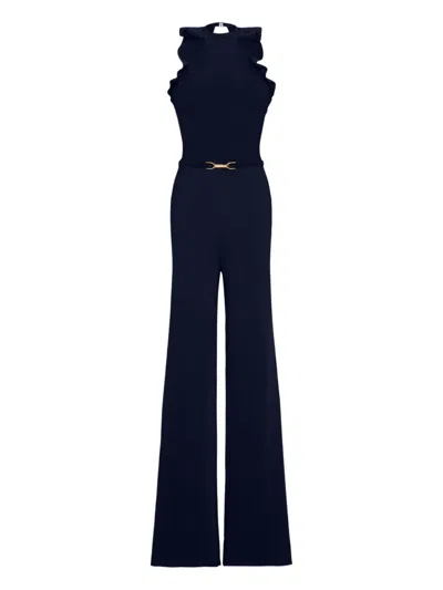 Ralph Lauren Ruffled Belted Jumpsuit In Black