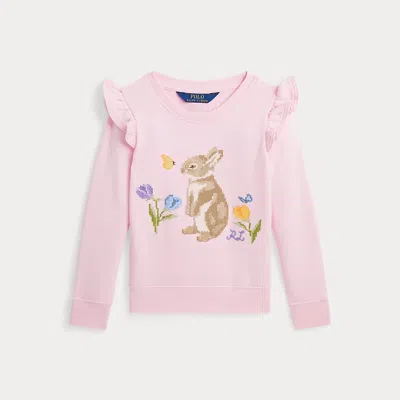 Ralph Lauren Kids' Ruffled Bunny Terry Sweatshirt In Pink
