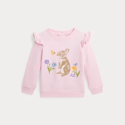 Ralph Lauren Kids' Ruffled Bunny Terry Sweatshirt In Pink