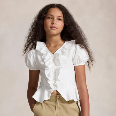 Ralph Lauren Kids'  Girls Cotton Ruffle Blouse In White
