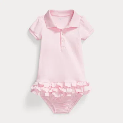 POLO RALPH LAUREN RUFFLED COTTON POLO DRESS & BLOOMER