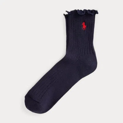 Ralph Lauren Ruffled-cuff Ankle Socks In Blue