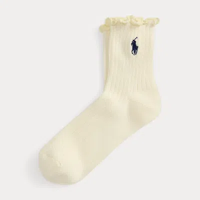 Ralph Lauren Ruffled-cuff Ankle Socks In White