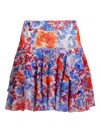 Ralph Lauren Ruffled Floral Mini Skirt In Blue