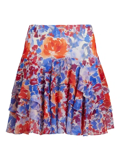 Ralph Lauren Ruffled Floral Mini Skirt In Blue