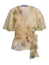Ralph Lauren Ruffled Floral-pattern Silk Top In Multi