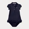 Polo Ralph Lauren Baby Girls Ruffled Trim Cupcake Dress In Refined Navy