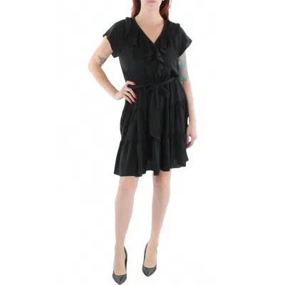 Ralph Lauren Ruffled Short Mini Dress In Black