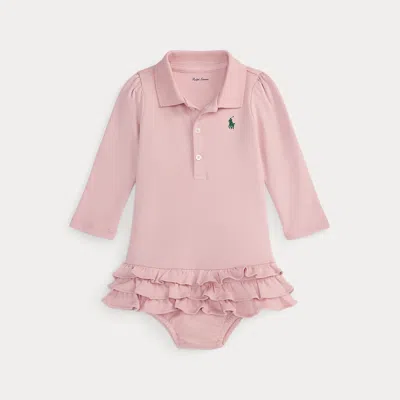 Ralph Lauren Babies'  Ruffled Soft Cotton Polo Dress & Bloomer In Pink