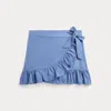 Polo Ralph Lauren Kids' Ruffled Stretch Mesh Faux-wrap Skort In Blue