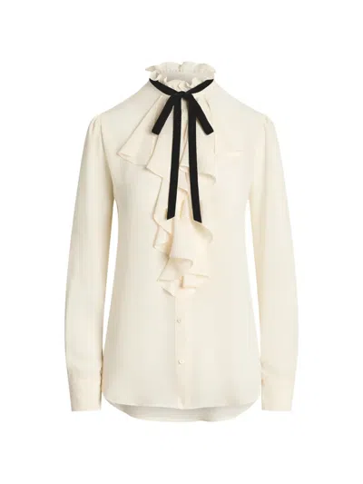 Ralph Lauren Ruffled-neck Blouse In White