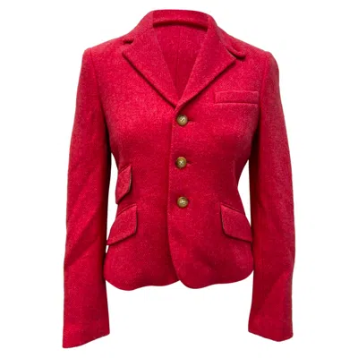 Ralph Lauren Rugby Elbow Patch Single-breasted Blazer In Red Wool