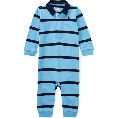 Ralph Lauren Babies'  Rugby Stripe Cotton Interlock Polo Romper