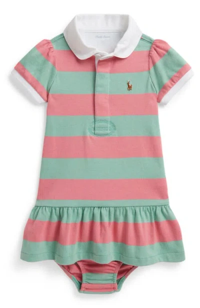 Ralph Lauren Babies'  Rugby Stripe Cotton Jersey Dress & Bloomers Set In Multi