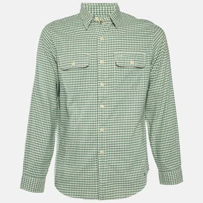 Pre-owned Polo Ralph Lauren Rugby Vintage Green Gingham Check Cotton Shirt M