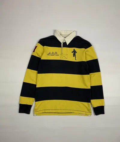 Pre-owned Ralph Lauren Rugby X Vintage Alcott Napoli Rugby 1999 Polo Long Sleeve In Black/yellow