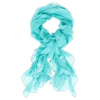 Pre-owned Ralph Lauren Runway Collection Ruffled Silk Scarf In Blue