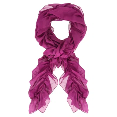 Pre-owned Ralph Lauren Runway Collection Ruffled Silk Scarf In Purple