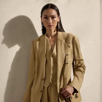 Ralph Lauren Russell Silk-linen Twill Jacket In Lux Tan In Brown