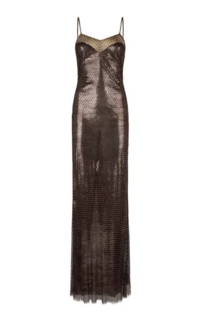 Ralph Lauren Ruthie Embellished Lace Maxi Dress In Brown