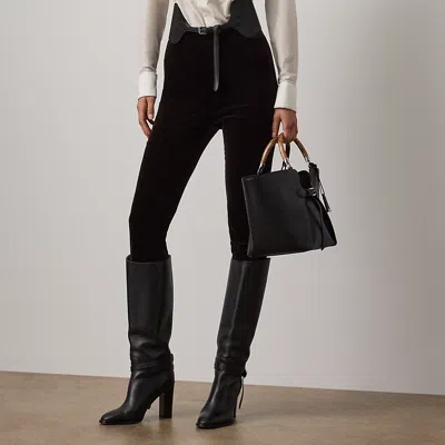 Ralph Lauren Ryann Stretch Velvet Legging In Black