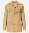 Ralph Lauren Ryland Fringed Suede Jacket In Gold