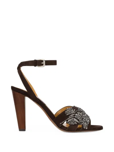 Ralph Lauren Ryne Bead-embroidered Heeled Sandals In Multi