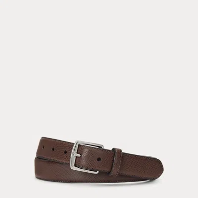 Polo Ralph Lauren Saffiano Leather Belt In Dark Brown