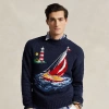 Ralph Lauren Sailboat-intarsia Cotton Sweater In Navy Combo
