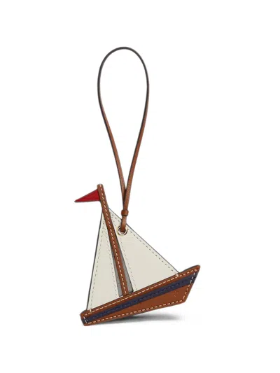 Ralph Lauren Sailboat Leather Bag Charm In Brown