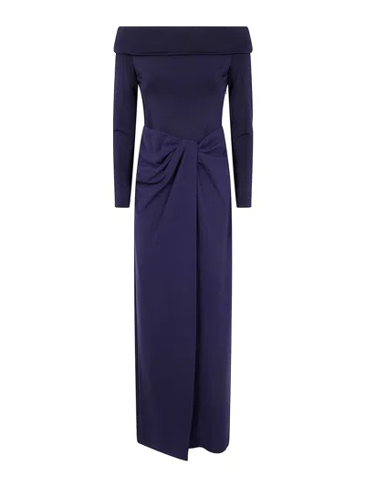 Ralph Lauren Sakaris Long Sleeves Gown Long Dress In Blue