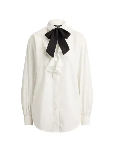 Ralph Lauren Saloma Ruffled Bow-detail Shirt In White