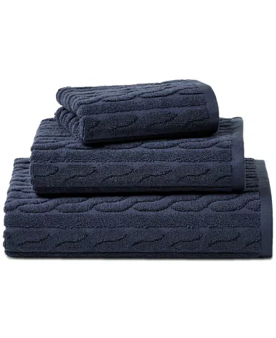 Ralph Lauren Sanders Cable Bath Towel Bedding In Club Navy