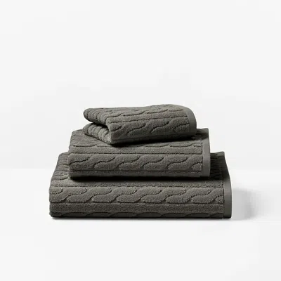 Ralph Lauren Sanders Cable Bath Towels In Charcoal In Black