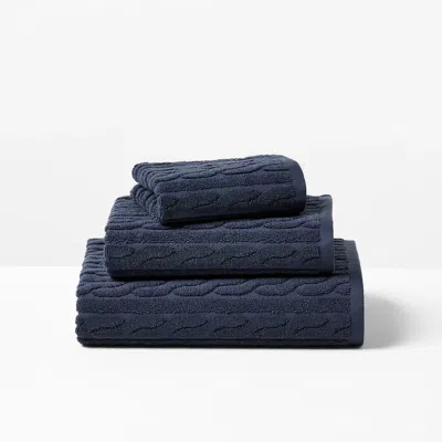 Ralph Lauren Sanders Cable Bath Towels In Club Navy In Blue