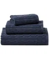 Ralph Lauren Sanders Cable Hand Towel Bedding In Club Navy