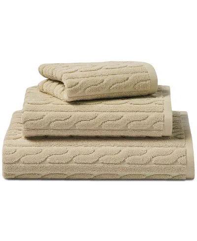 Ralph Lauren Sanders Cable Hand Towel Bedding In Solid Tan