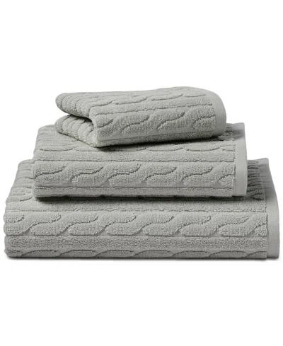 Ralph Lauren Sanders Cable Wash Towel Bedding In Pewter Grey
