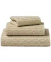Ralph Lauren Sanders Cable Washcloth, 13" X 13" In Solid Tan