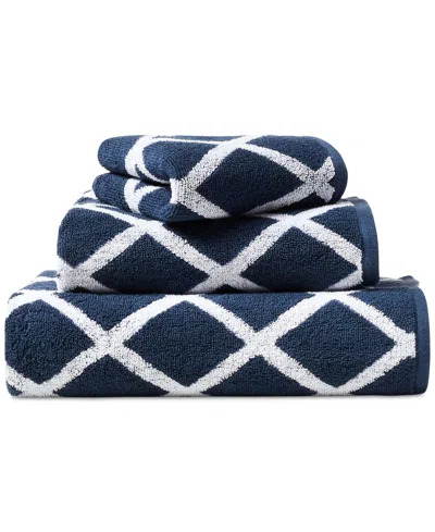 Ralph Lauren Sanders Diamond Cotton Bath Towel Bedding In Navy